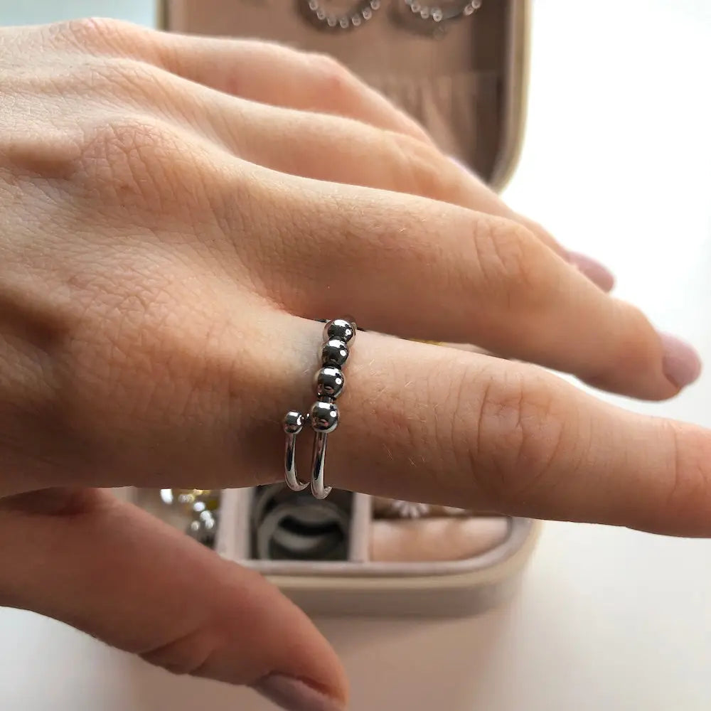 4-Bead adjustable Anxiety Ring (Stainless Steel)