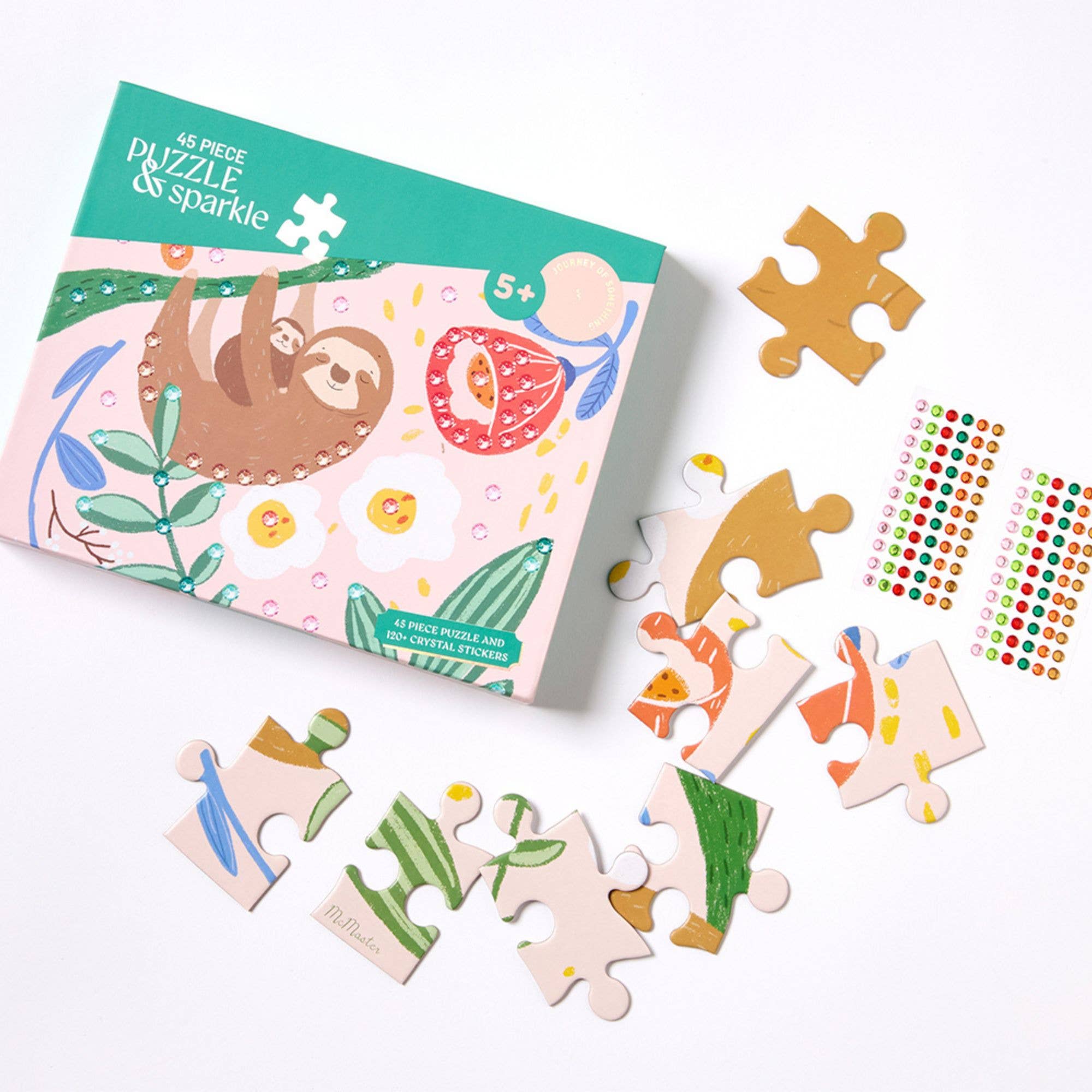 45 Piece Kids Puzzle with Gems - Sloth