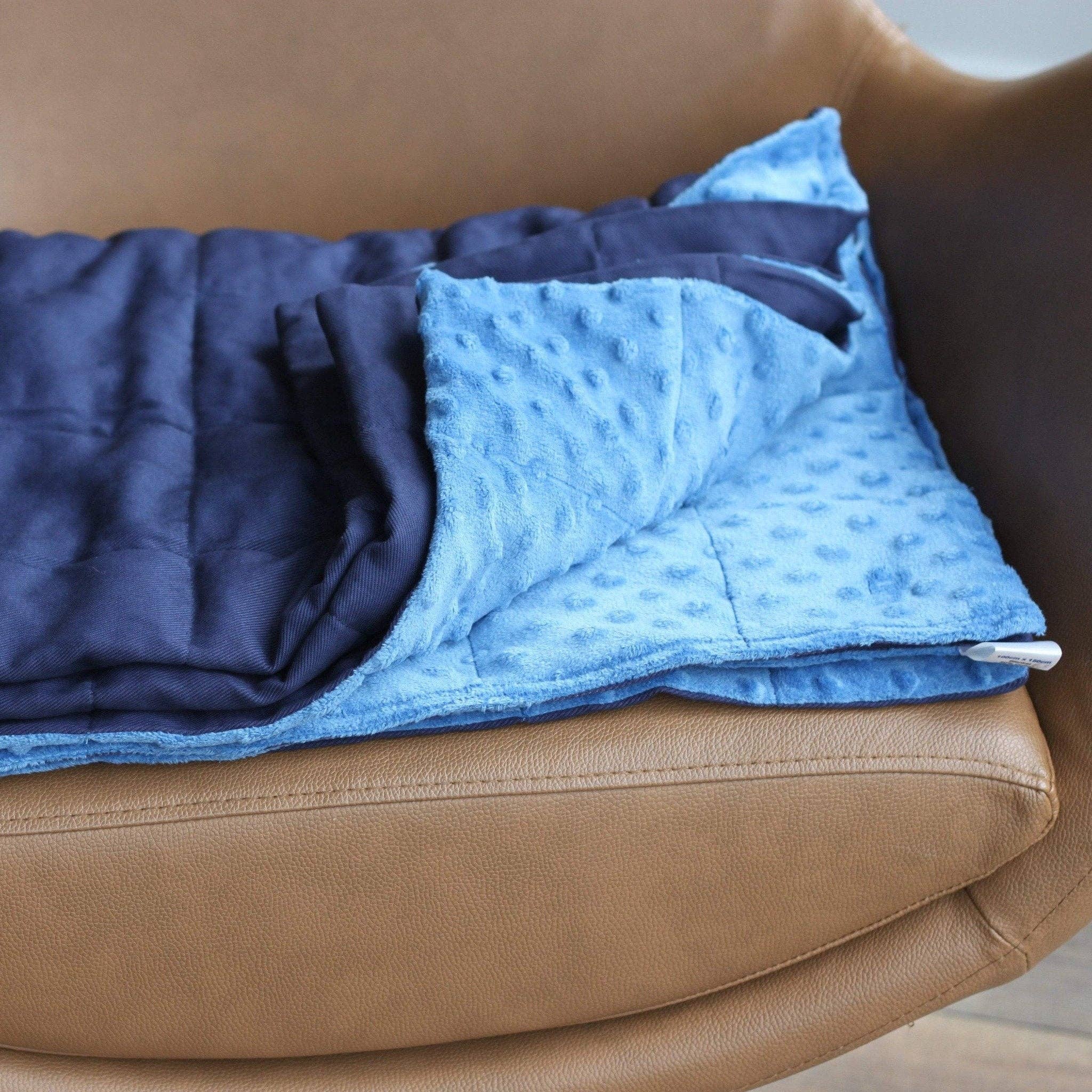 Navy Blue Cotton Minky Weighted Blanket