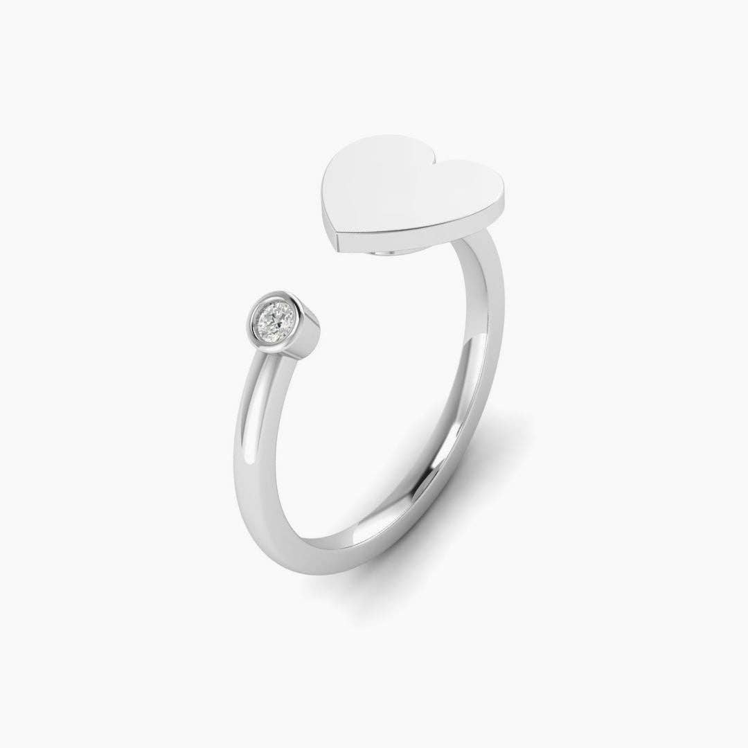 Spinning Silver Heart adjustable Anxiety Ring