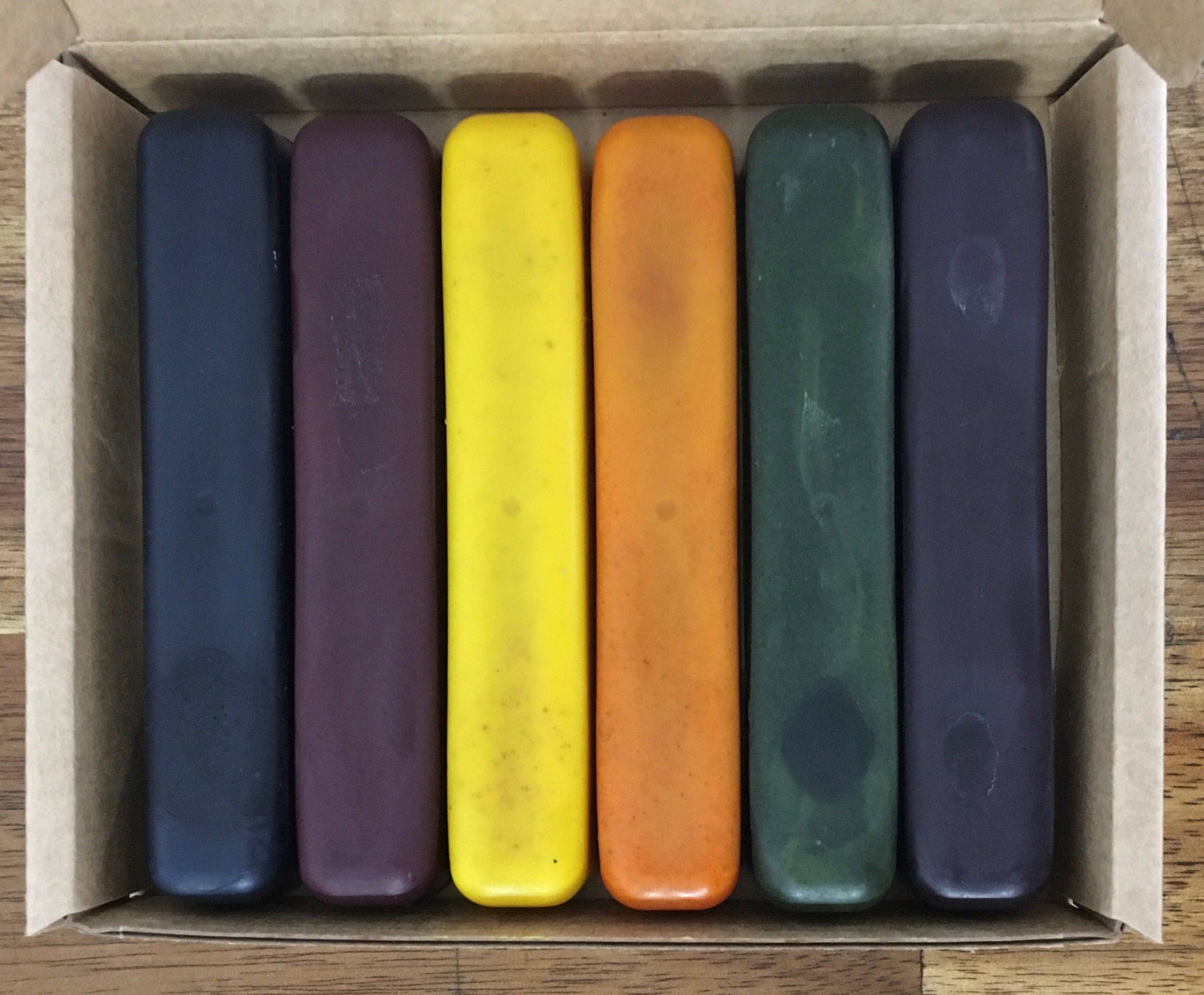 ECO CRAYONS STICKS - 6 COLOUR BOX: 100% natural plant based