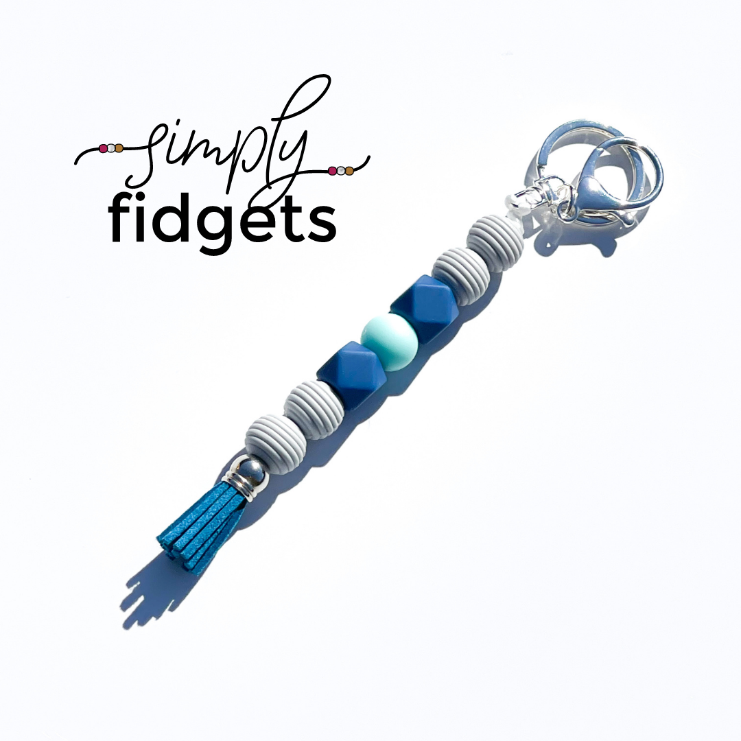 Icy Blue On-The-Go Fringe Sensory Fidget Keychain